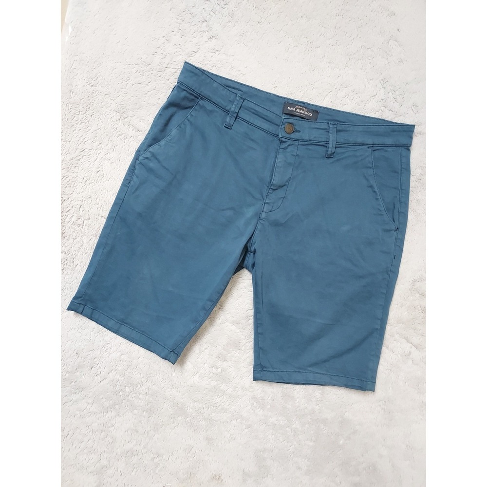 Mavi Shorts Mens 36 Chino Casual Flat Front Teal Blue Midweight Casual Preppy